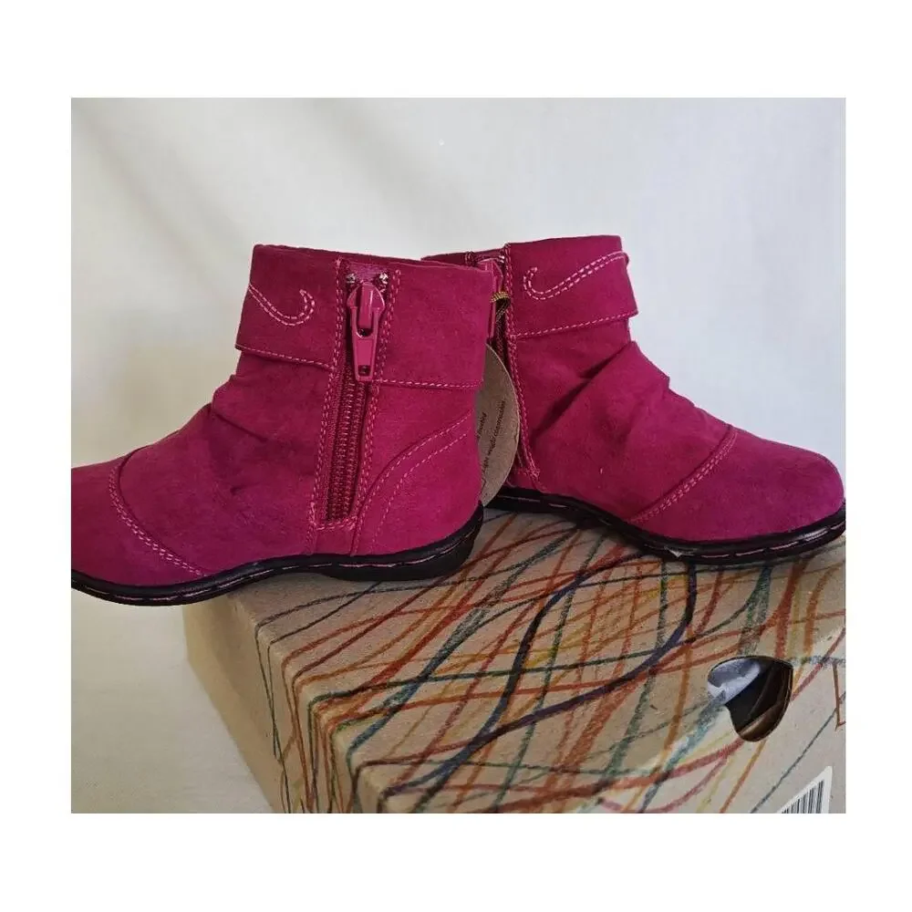 boc Boots Embroidered Fuchsia Bouquet Pink Faux Suede Soft‎ footbed Toddler 6